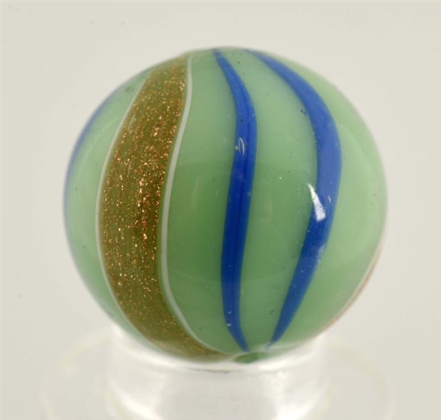 GREEN OPAQUE BANDED LUTZ MARBLES.                 