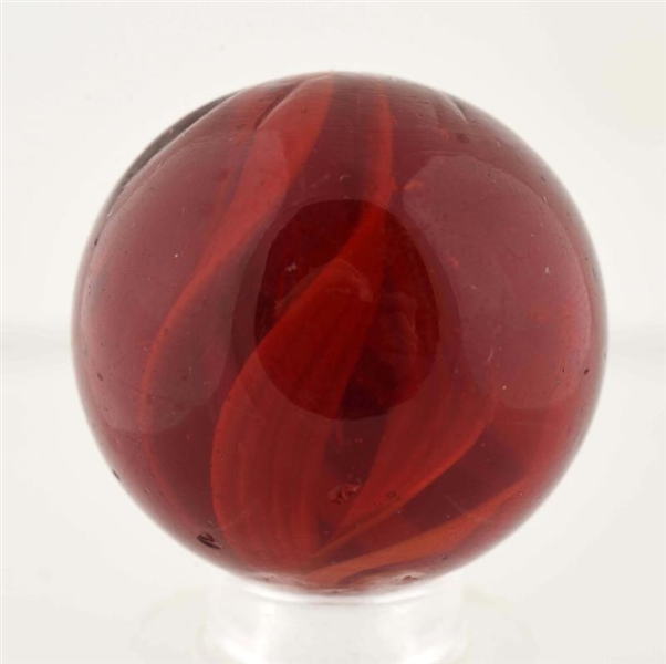 HARD TO FIND RED GLASS SWIRL MARBLE.              