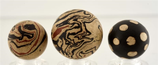 LOT OF 3: EARLY MARBLES.                          