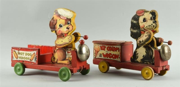 LOT OF 2: FISHER PRICE PAPER ON WOOD ANIMAL WAGONS