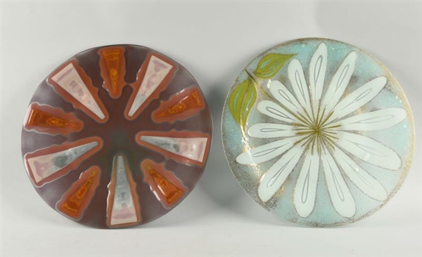 LOT F 2: LARGE CHARGER ART GLASS PLATES.          