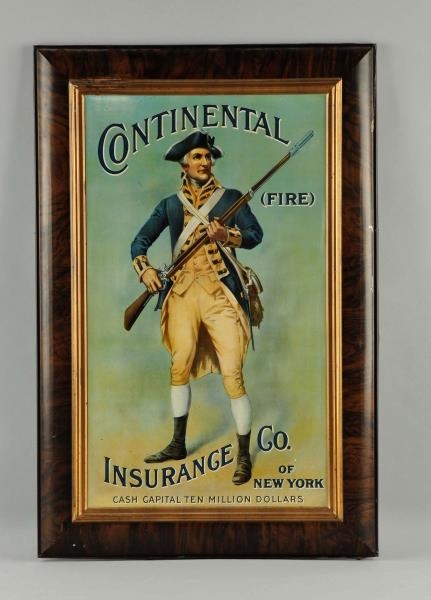 CONTINENTAL INSURANCE CO. SELF-FRAMED TIN SIGN.   