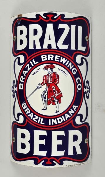 BRAZIL BEER CURVED PORCELAIN ADVERTISING SIGN.    