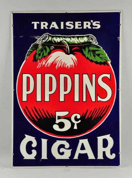PIPPINS 5¢ CIGAR PORCELAIN SIGN.                  