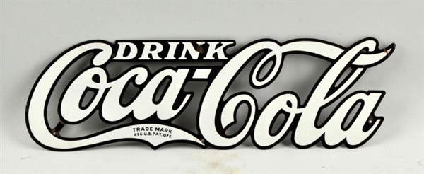 DRINK COCA COLA SCRIPT PORCELAIN SIGN.            