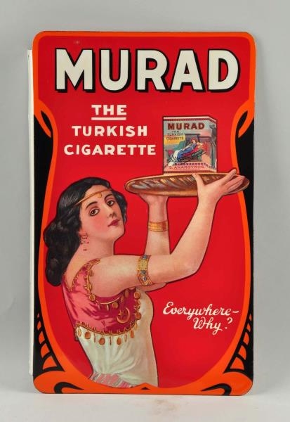 MURAD TURKISH CIGARETTE PORCELAIN FLANGE SIGN.    