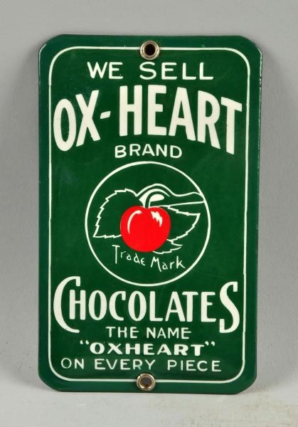 OX - HEART BRAND CHOCOLATES PORCELAIN DOOR PUSH.  