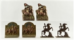 LOT OF 3: IRON ASSORTED KNIGHT ON HORSE BOOKENDS. 