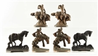 LOT OF 3: CAST IRON AST. COWBOY & HORSE BOOKENDS. 