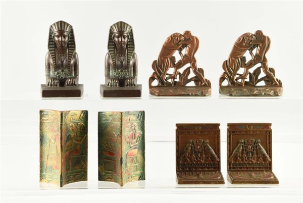 LOT OF 4: CAST IRON AST EGYPTIAN THEMED BOOKENDS. 