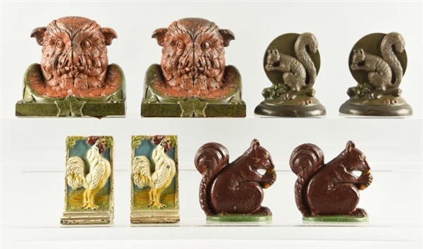 LOT OF 4: 4 CAST IRON ASSORTED WILDLIFE BOOKENDS. 