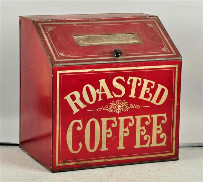 LARGE ROASTED COFFEE TIN CONTAINER.               