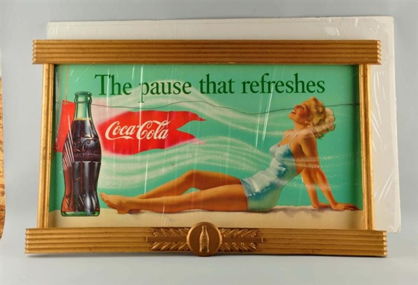 1950S COCA-COLA FRAMED ADVERTISING SIGN.         