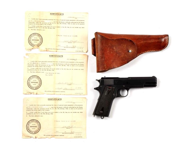 (C) NORW. 1914 PISTOL WITH CAPTURE PAPERS.        