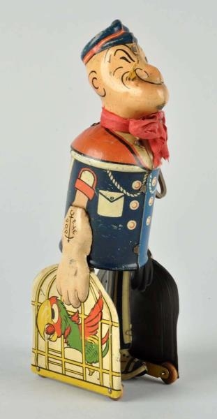 MARX TIN LITHO WIND-UP POPEYE CARRYING PARROT CAGE