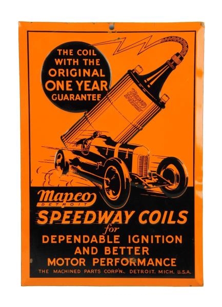 MAPCO SPEEDWAY COILS W/ RACECAR EMBOSSED SIGN.    