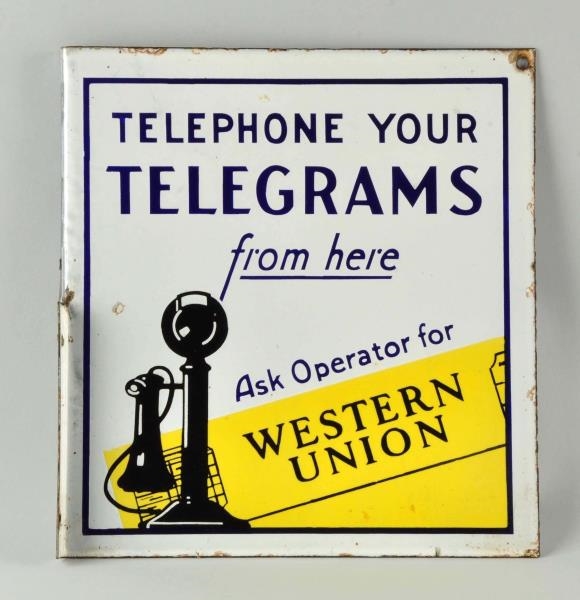 ADVERTISING PORCELAIN SIGN "WESTERN UNION".       
