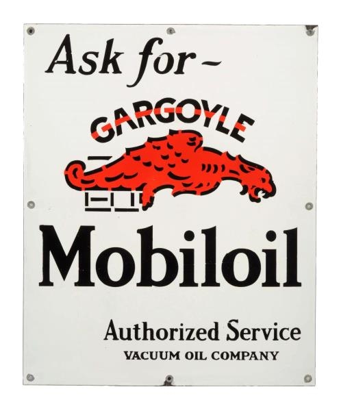 MOBILOIL AUTHORIZED SERVICE W/ GARGOYLE LOGO SIGN.