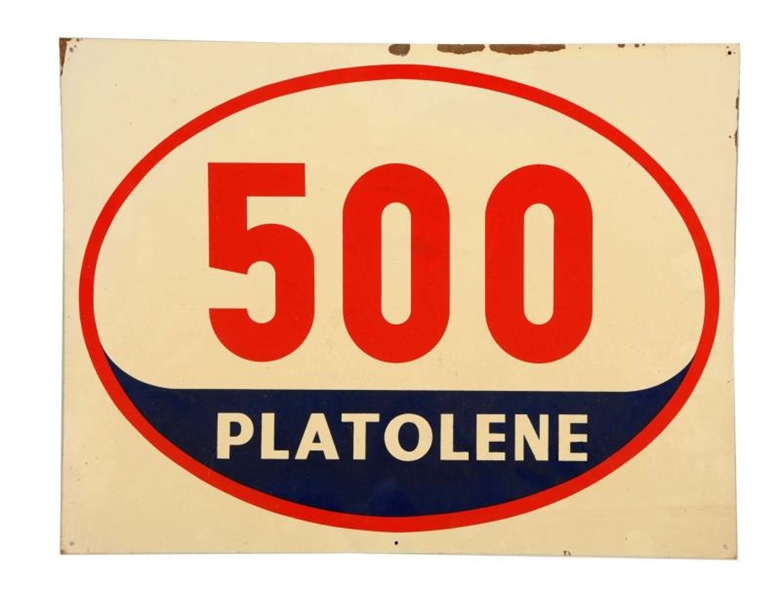 PLATOLENE 500 TIN TACKER SIGN.                    
