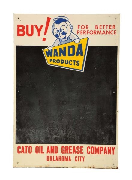 WANDA PRODUCTS OIL & GREASE EMBOSSED SIGN.        