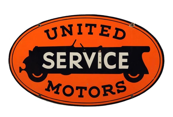 UNITED MOTORS SERVICE PORCELAIN OVAL SIGN.        