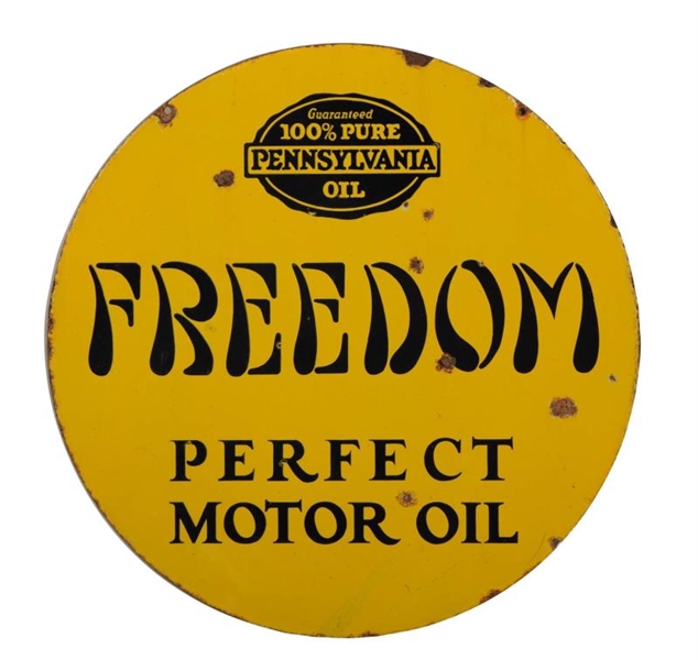 FREEDOM PERFECT MOTOR OIL PORCELAIN SIGN.         