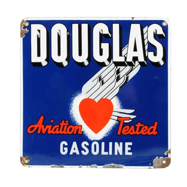 DOUGLAS AVIATION GASOLINE PORCELAIN SIGN.         