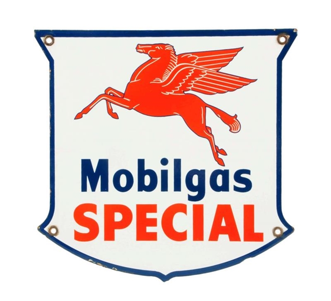MOBILGAS SPECIAL W/ PEGASUS 5-POINT SHIELD SIGN.  