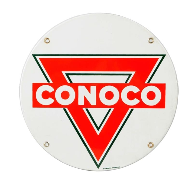 CONOCO (GREEN OUTLINE) PORCELAIN SIGN.            