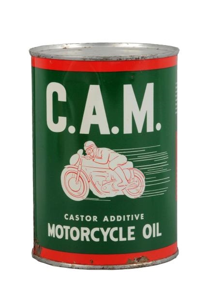 C.A.M. MOTORCYCLE OIL QUART METAL CAN.            