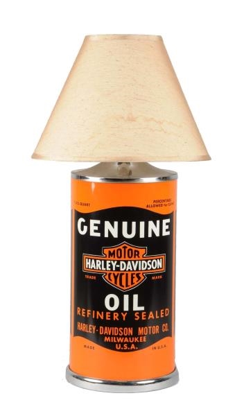 HARLEY-DAVIDSON OIL CAN TABLE LAMP.               