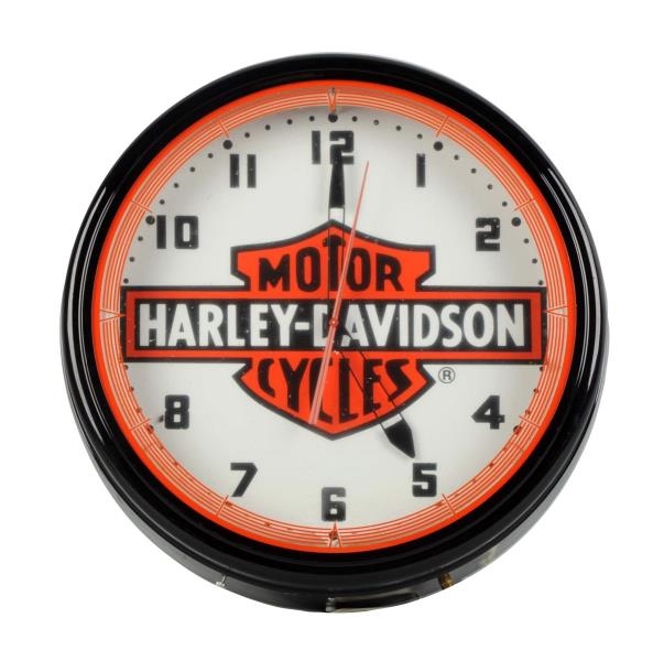 HARLEY-DAVIDSON NEON CLOCK.                       