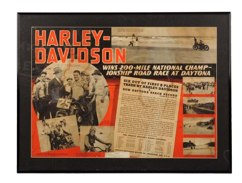 1938 HARLEY-DAVIDSON MOTORCYCLE POSTER.           