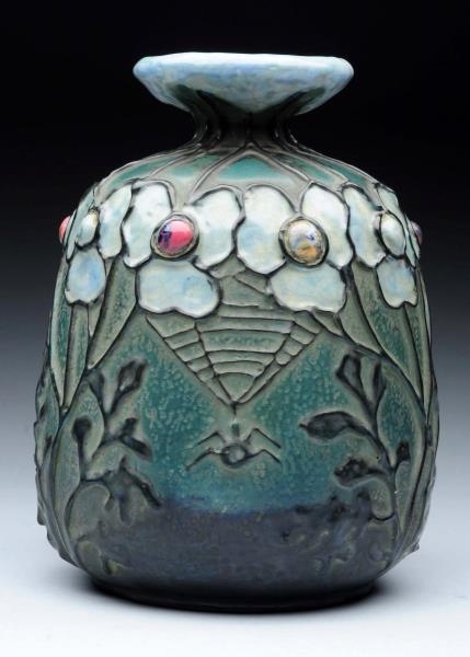 AMPHORA CERAMIC JEWELLED FLOWERS WITH SPIDERS.    
