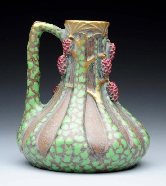 PAUL DACHSEL CERAMIC RED PINECONE PITCHER.        