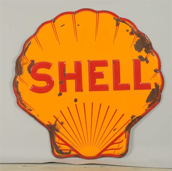 SHELL (GAS) DSP EMBOSSED DIECUT SIGN.             