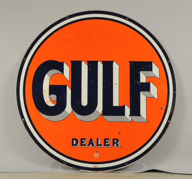 GULF (STRIPED SHADING) DEALER SIGN.               