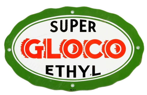 SUPER GLOCO ETHYL PORCELAIN OVAL SIGN.            