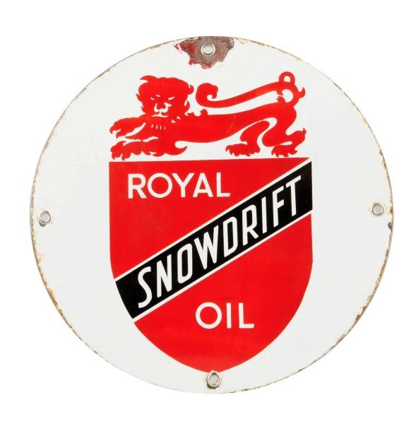ROYAL SNOWDRIFT OIL W/ LOGO PORCELAIN SIGN.       