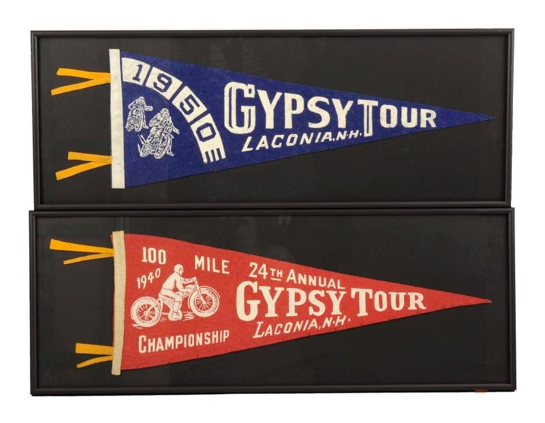 LOT OF 2:  1940 & 1950 GYPSY TOUR FELT PENNANTS.  