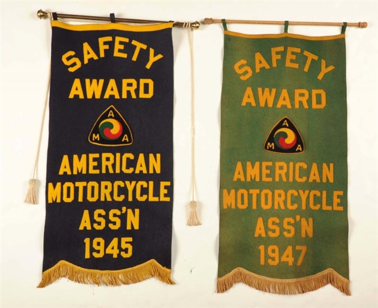 LOT OF 2: 1945 & 1947 AMA SAFETY AWARDS BANNERS.  