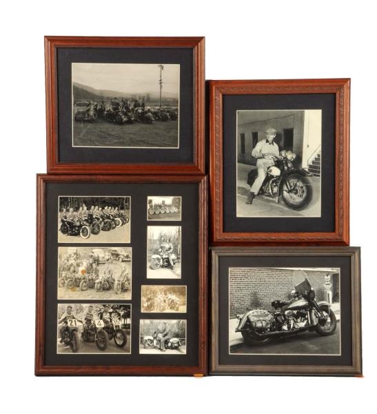 LOT OF 4:  VINTAGE MOTORCYCLE PHOTOGRAPHS.        