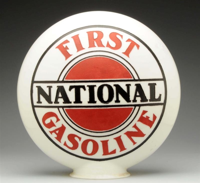 FIRST NATIONAL GASOLINE OPE MILKGLASS GLOBE.      