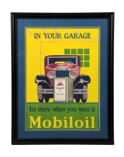 MOBILOIL "IN YOUR GARAGE" POSTER.                 