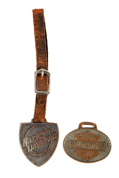LOT OF 2: EARLY HARLEY-DAVIDSON WATCH FOBS.       
