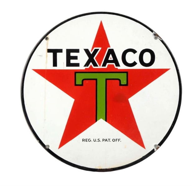 TEXACO (BLACK T) STAR LOGO PORCELAIN SIGN.        
