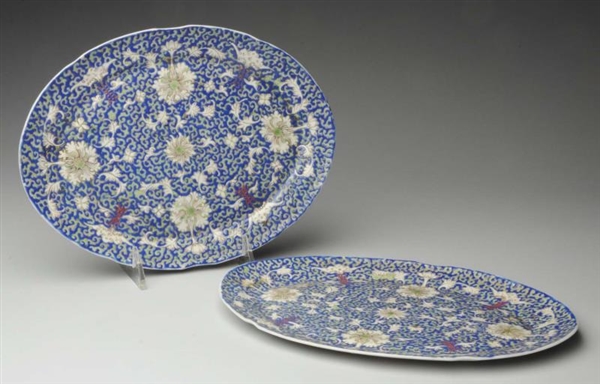 LOT OF 2: 19TH CENTURY OVAL PLATES.               