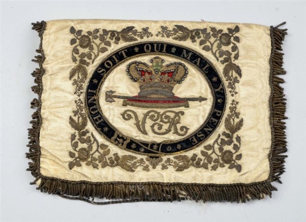 VICTORIAN BULLION-EMBROIDERED AND FRINGED POUCH.  