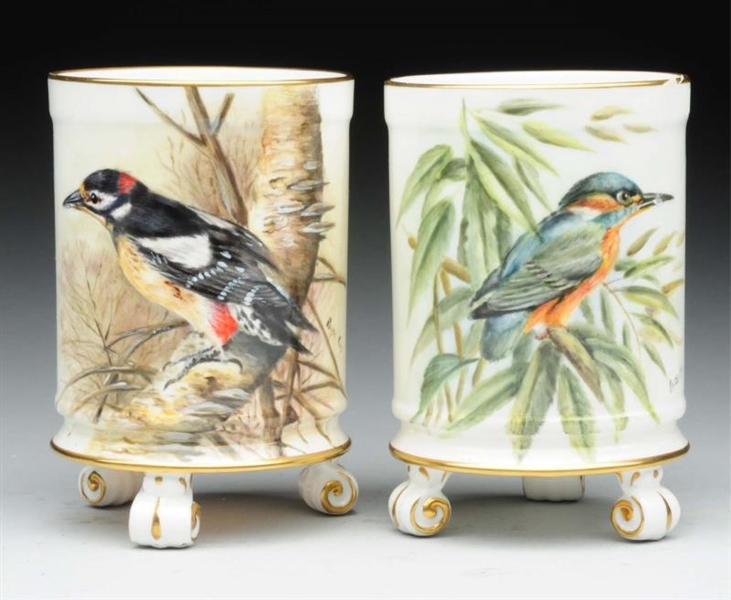 LOT OF 2: HAND PAINTED PORCELAIN CUPS BY BRIAN COX