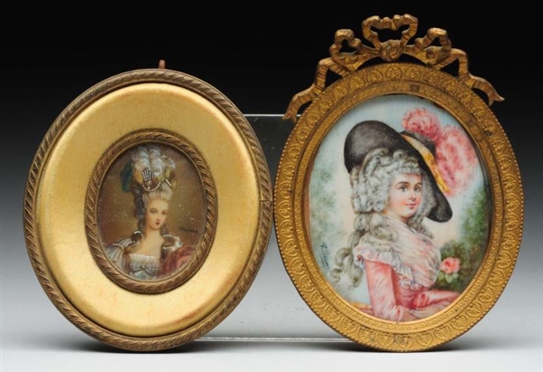 LOT OF 2: MINIATURE PAINTING ON IVORY.            